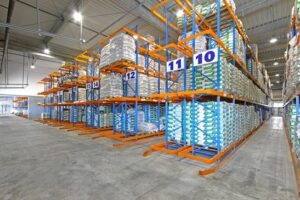 A large warehouse with line numbering 10, 11, 12